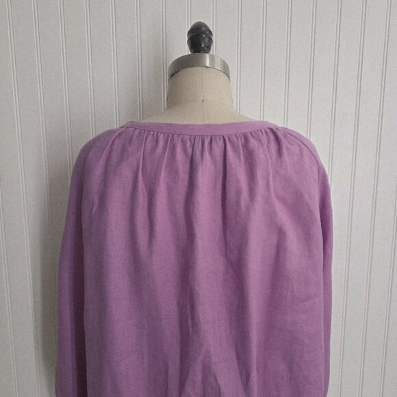 Lauren Ralph Lauren Women's Blouse  100% Linen Button Down Ruffle Front Size 1X - Picture 6 of 9